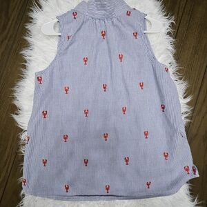 crown & ivy Blue Striped Tank Top with Red Accents